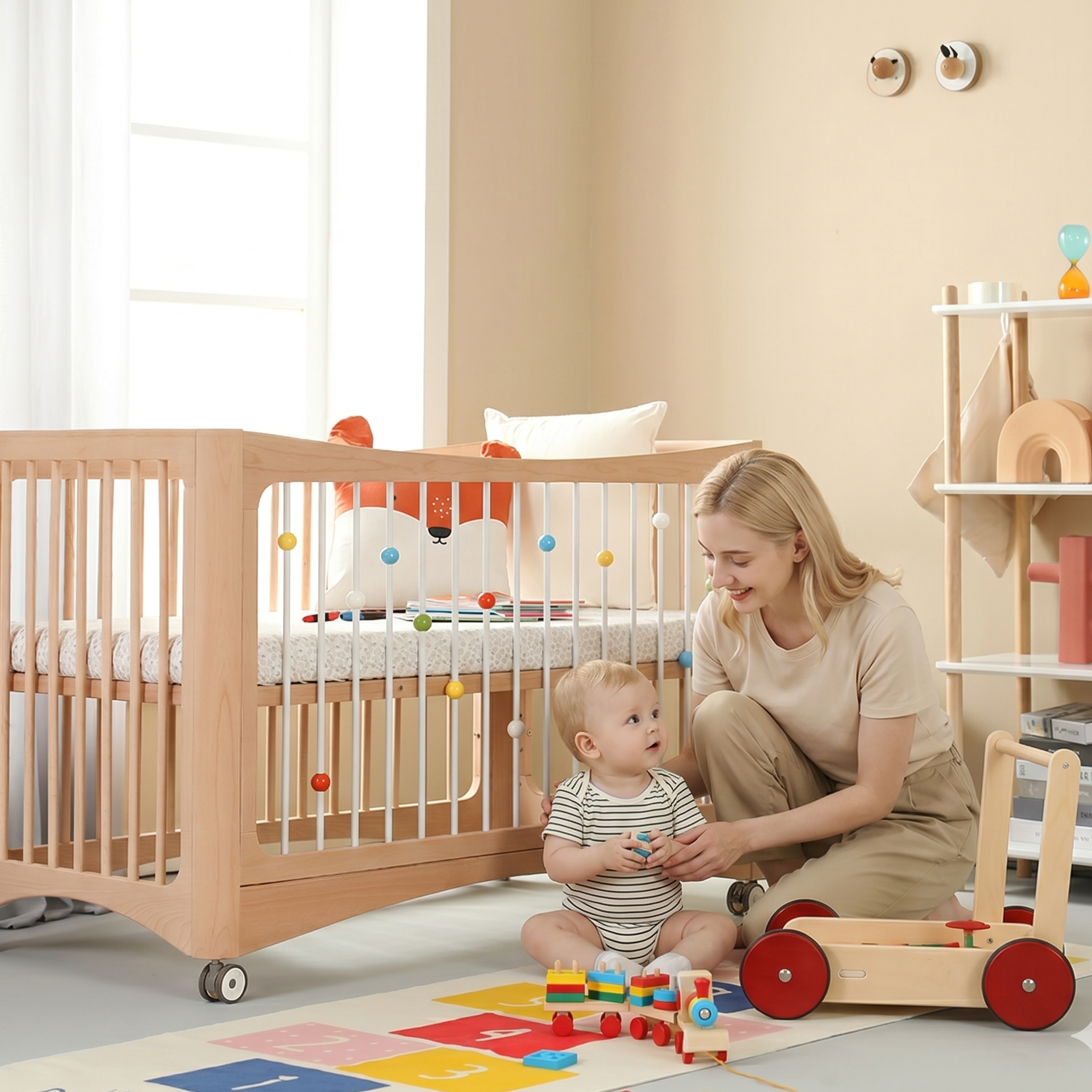Kinderbett 4in1 - Massivholz - 120x65 cm