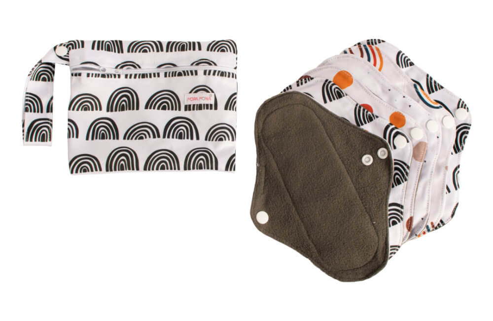 Stoff-Binden mit Druckknopf - 6er-Set - Schwarz-weiße Regenbögen