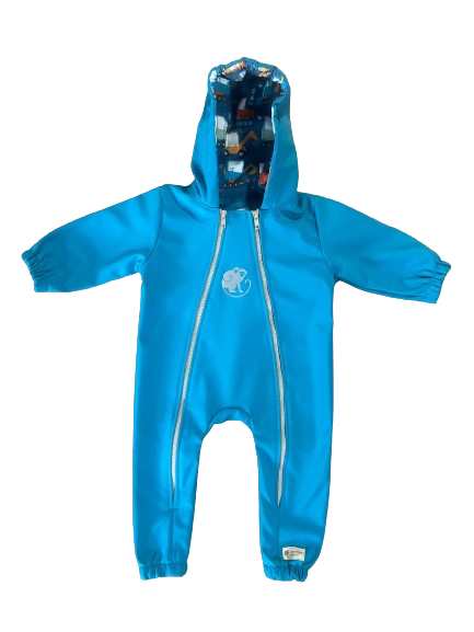 Monkey Mum® Softshell-Overall mit Membran – Fröhliche Baustelle - Gr. 62/68, 74/80