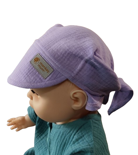 Musselin-Tuch mit Schild Monkey Mum® - Veilchen