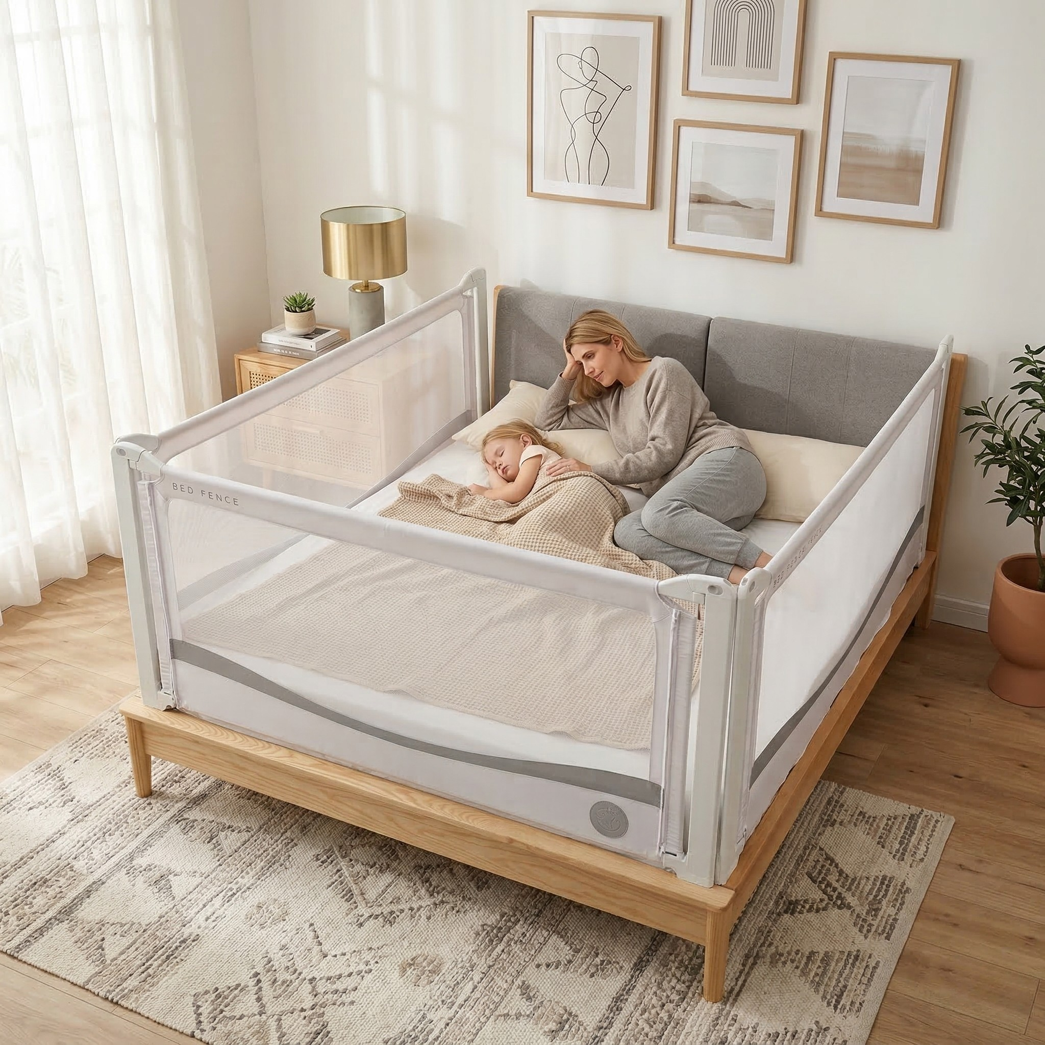 Bettbarriere Monkey Mum® Premium - hellgrau