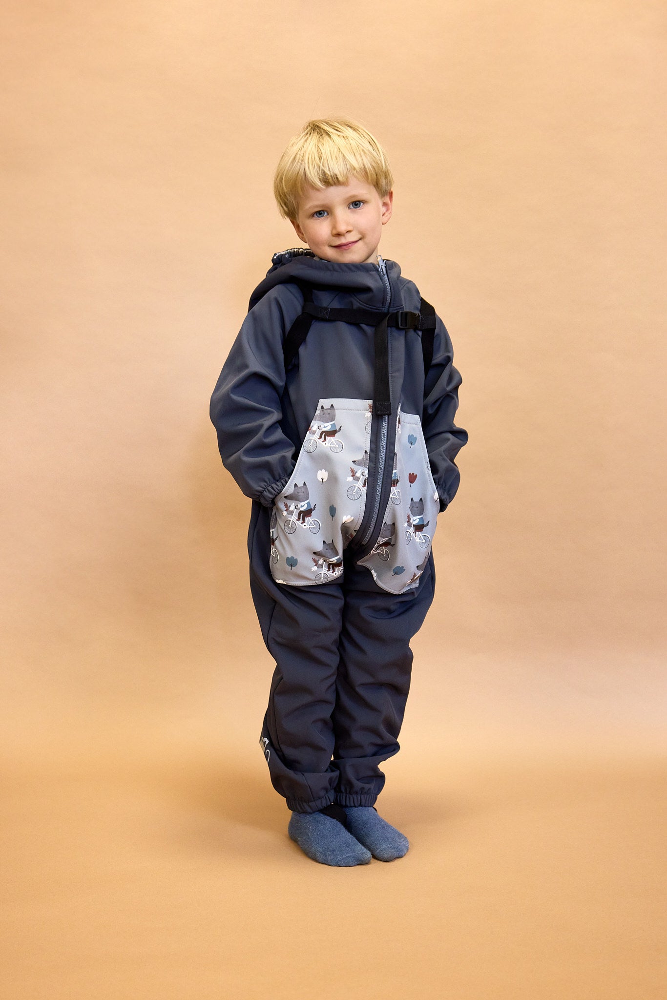 Monkey Mum® Winter-Softshell-Overall für Kinder mit Lammfell - Märchenhafte Abendgeschichte, 2. Wahl - Gr. 62/68