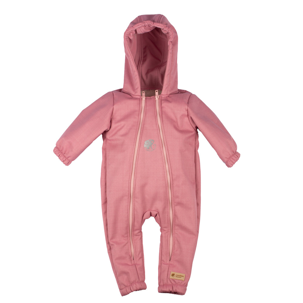 Monkey Mum® Kinder-Winter-Softshell-Overall mit Teddyfutter - Rosa Schäfchen - Gr. 62/68, 74/80