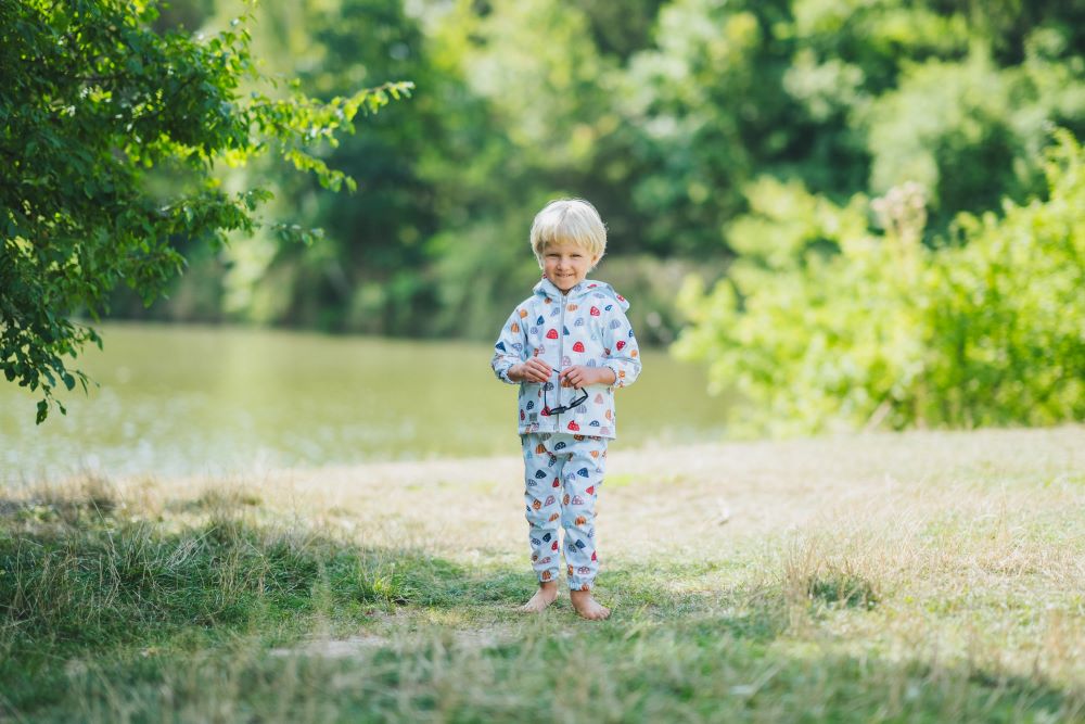Kinder-Softshelljacke mit Membran Monkey Mum® - Bunte Fliegenpilze