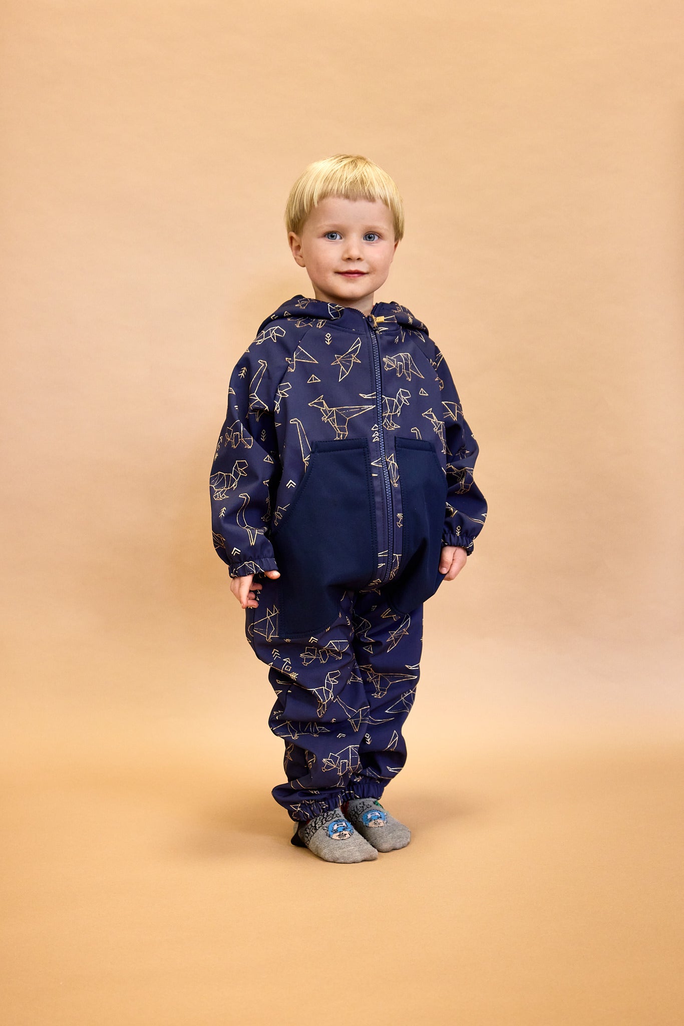 Monkey Mum® Softshelloverall mit Membran – Nachthimmel mit Tierchen - Gr. 98/104, 110/116