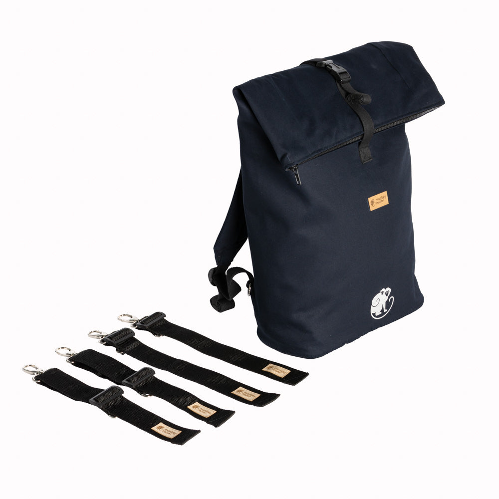 Monkey Mum® Integrierter Twill-Rucksack für die Trage Carrie - Silberne Dunkelheit