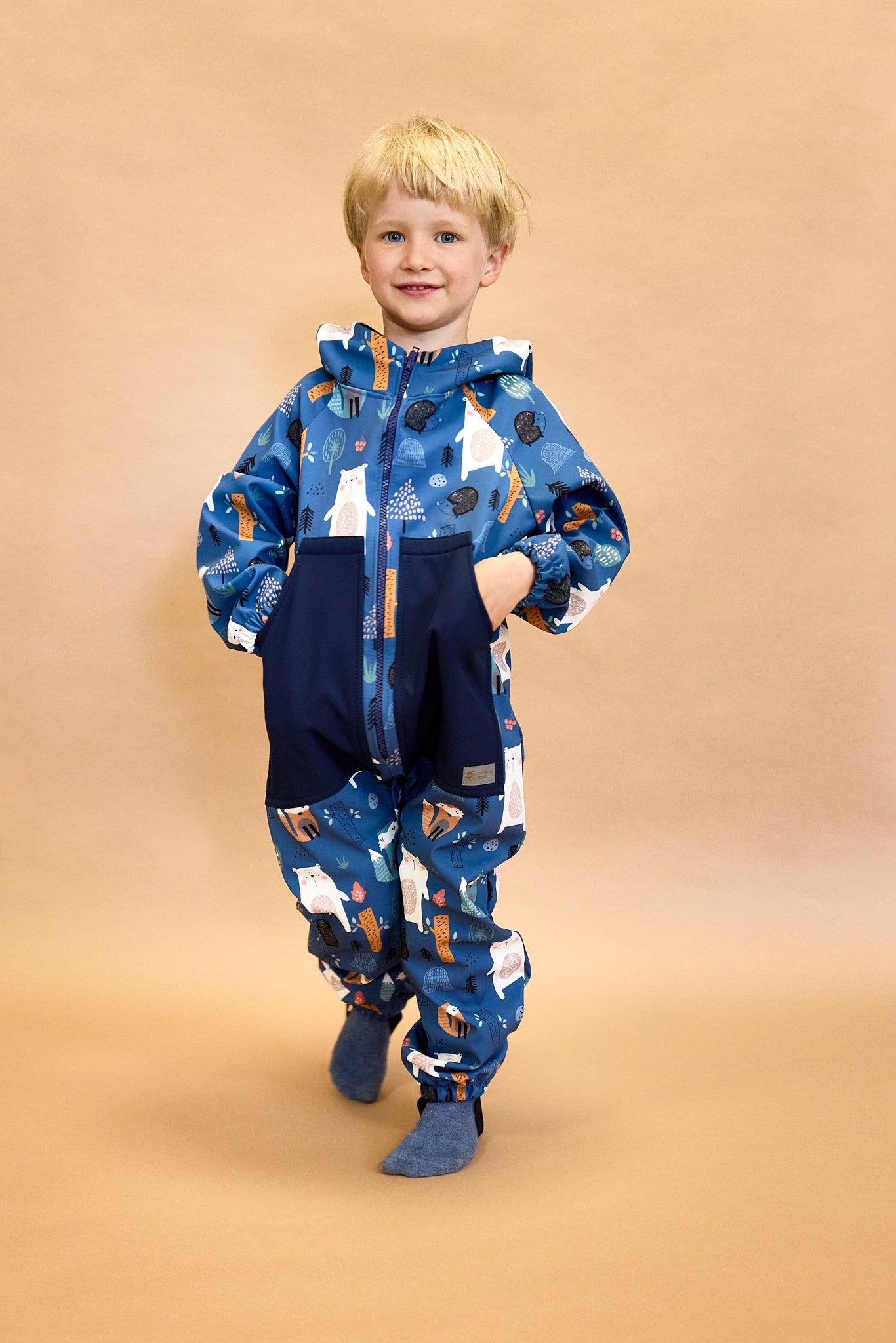 Monkey Mum® Softshell-Overall mit Membran – Zuckertierchen - Gr. 98/104, 110/116
