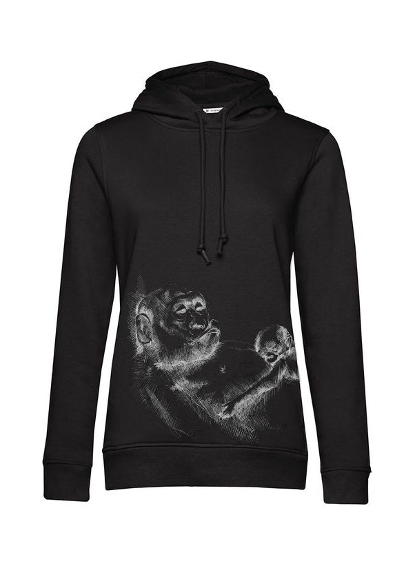 Still-Hoodie Monkey Mum® schwarz - Äffchen