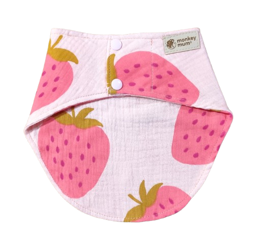 Musselin-Lätzchen Monkey Mum® - Erdbeere