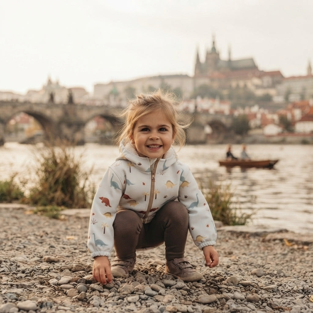Kinder-Softshelljacke mit Membran Monkey Mum® - Dinosauriergeschichte