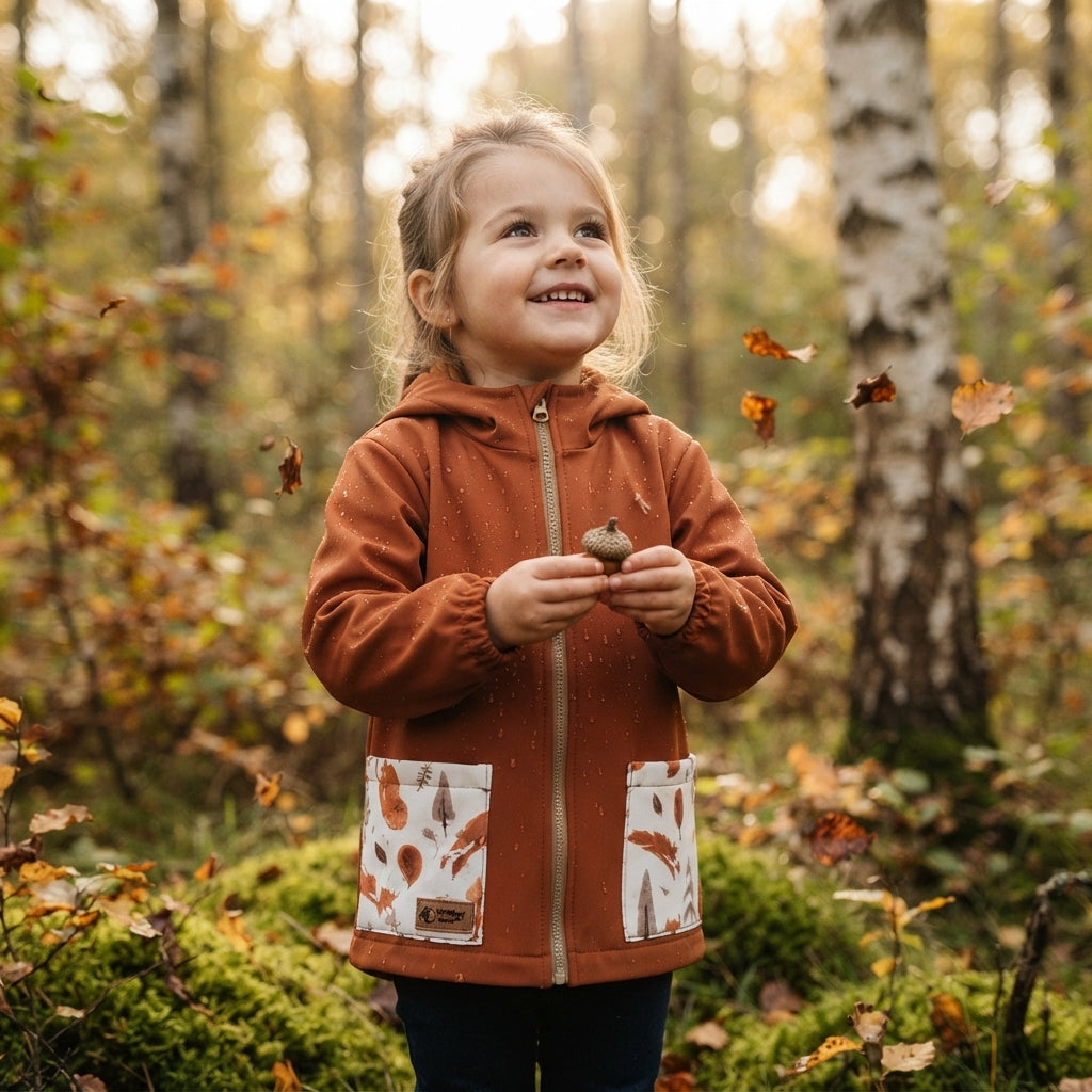 Kinder-Softshelljacke mit Membran Monkey Mum® - Herbstlaub