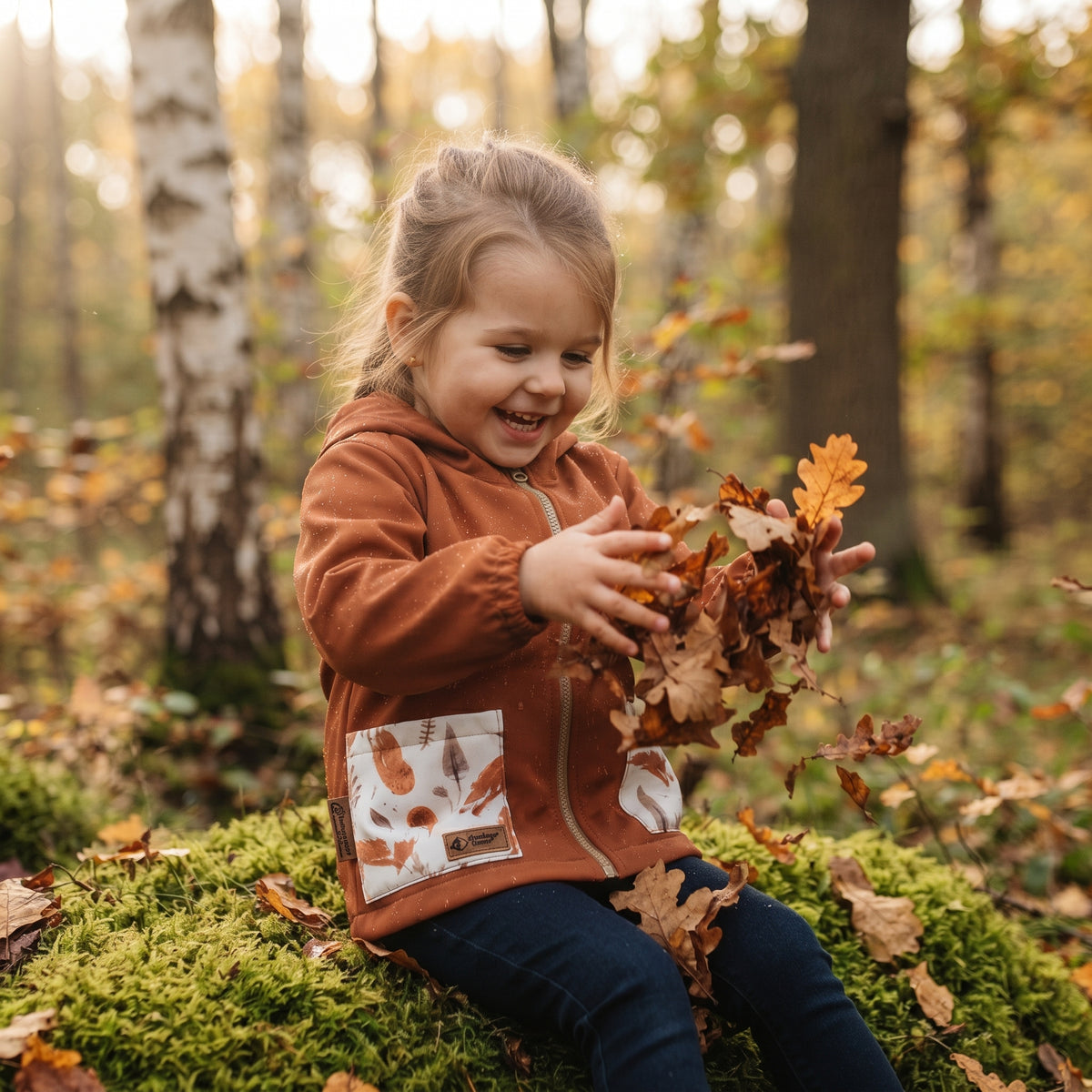 Kinder-Softshelljacke mit Membran Monkey Mum® - Herbstlaub