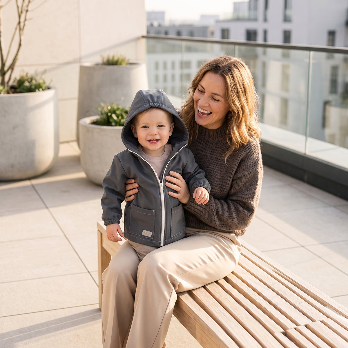 Kinder-Softshelljacke mit Membran Monkey Mum® - Geheimnisvoller Ausflug