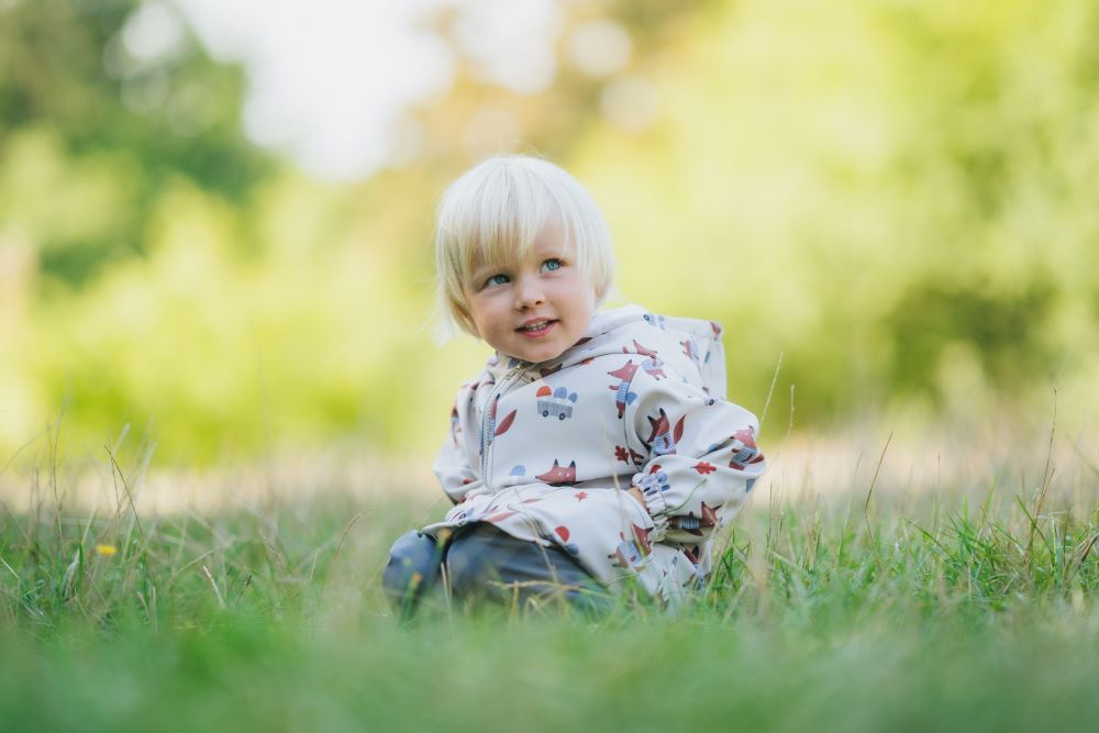 Kinder-Softshelljacke mit Membran Monkey Mum® - Füchse auf Pilzen