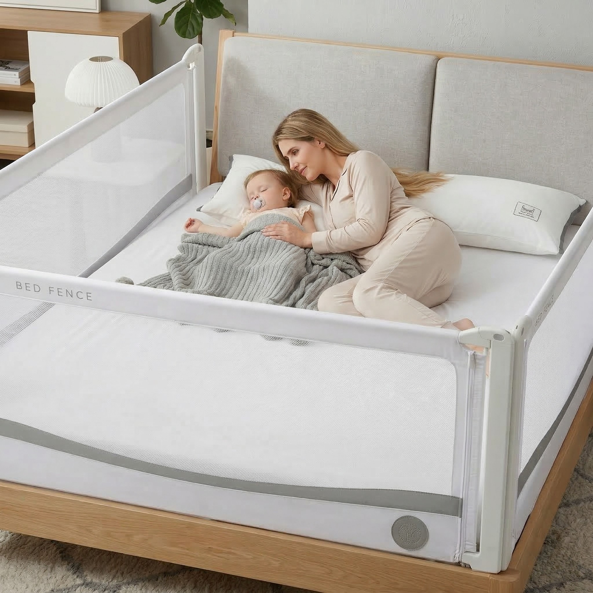 Bettbarriere Monkey Mum® Premium - hellgrau - Restposten