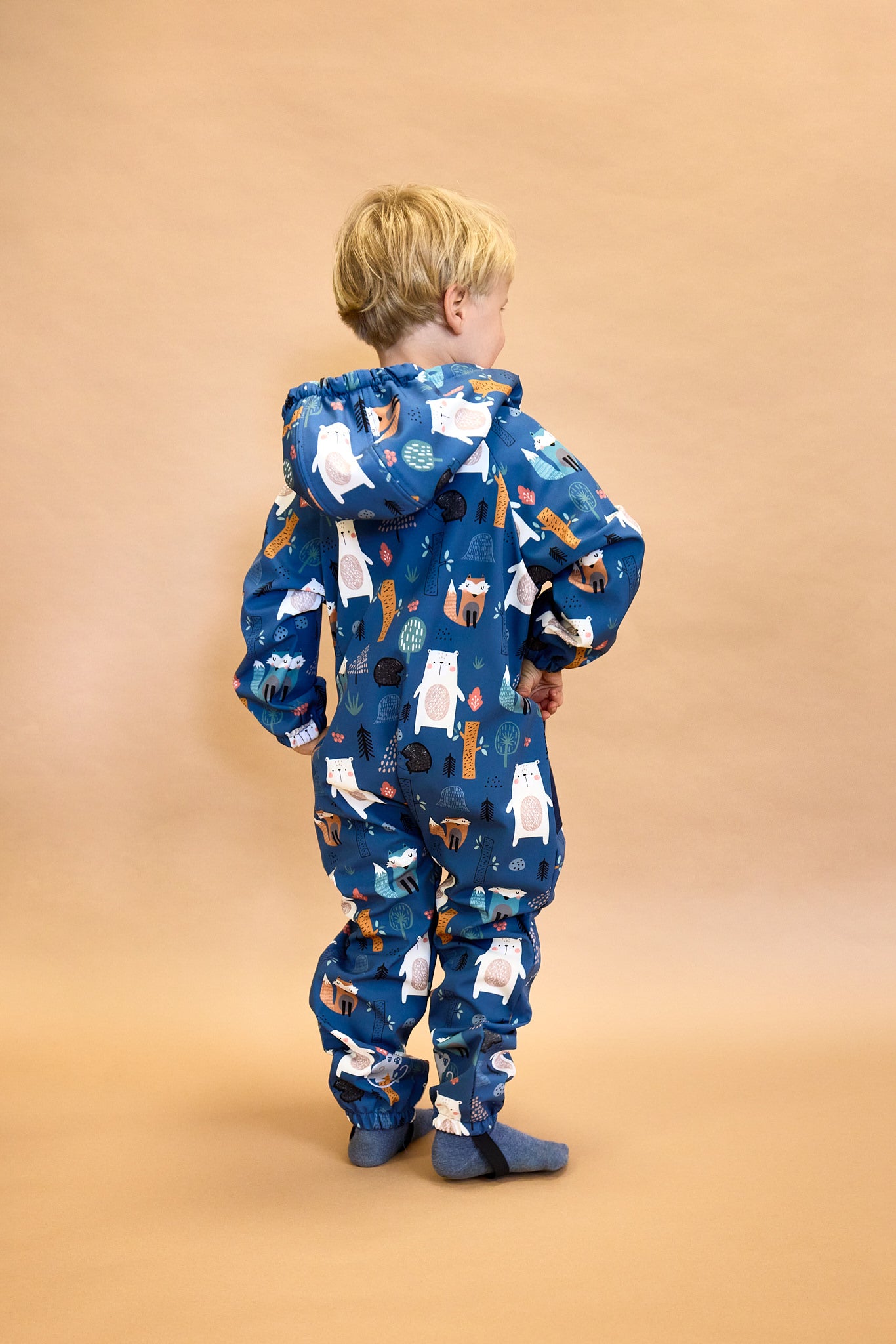 Monkey Mum® Softshell-Overall mit Membran – Dinosaurierhimmel - Gr. 62/68, 74/80