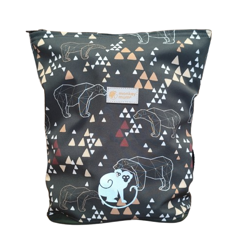 Kinder-Softshell-Rucksack Monkey Mum® - Origami-Bär - Dunkelgrün