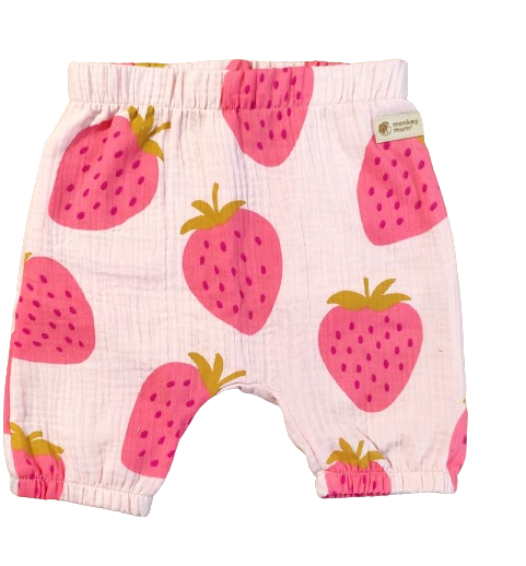 Musselin-Shorts Monkey Mum® - Erdbeere
