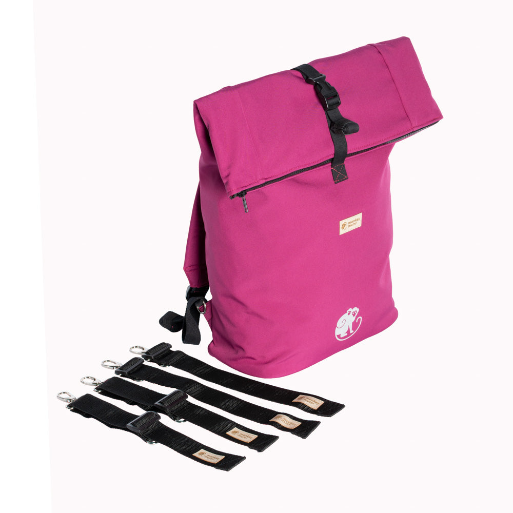 Monkey Mum® Integrierter Softshell-Rucksack für die Trage Carrie - Saftige Himbeere
