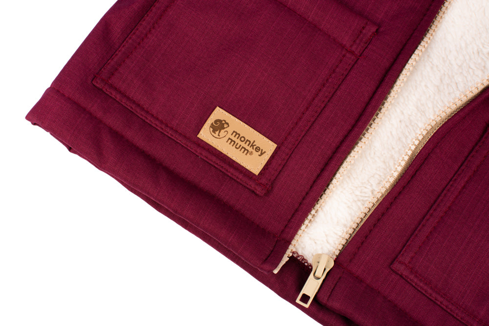 Kinder-Winter-Softshelljacke mit Lammfell Monkey Mum® - Burgunder Rotkäppchen