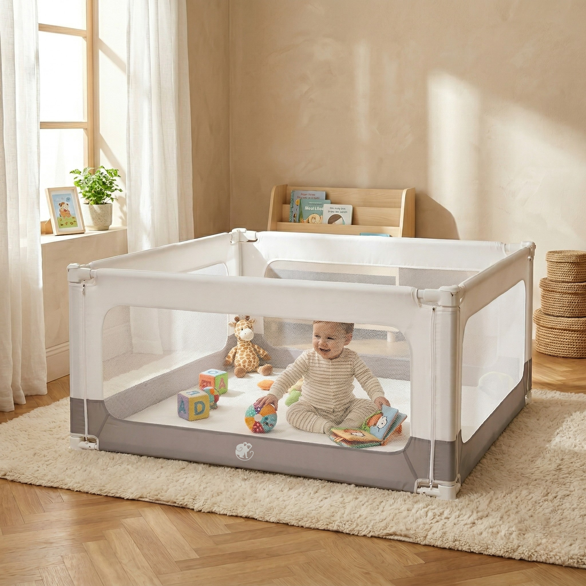 Bettbarriere und Laufgitter Monkey Mum® 2in1 Smart